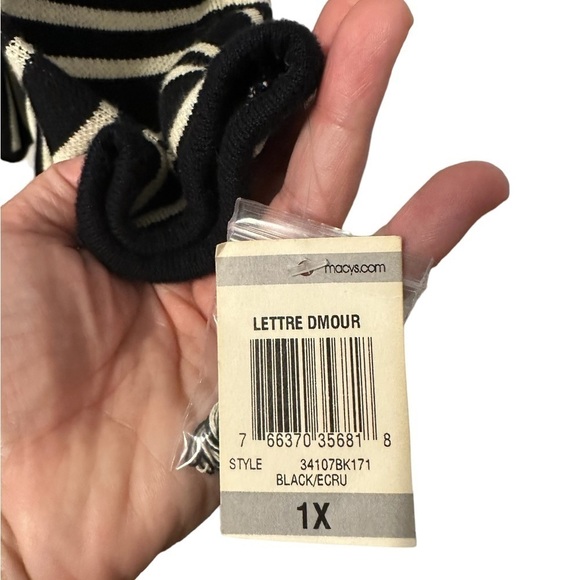 Style & Co NWT Striped Print Peplum Sweater Blazer Black White Size 1X - Picture 10 of 11